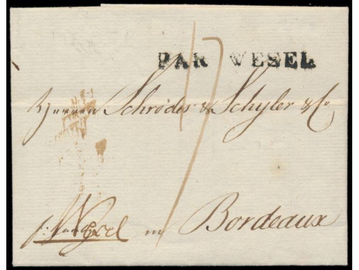 Faltbrief mit komplettem Inhalt, geschrieben  Memel  7.8.1802, nach Bordeaux, L1  Par Wesel
Stichwort: Preußen
Postleitzahl: 