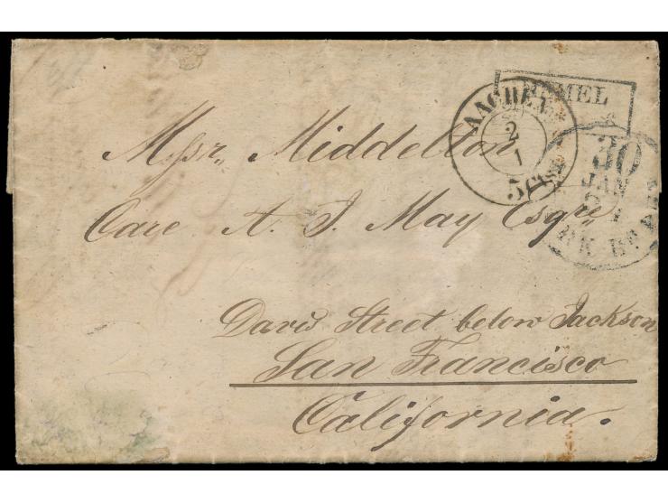 Faltbrief mit komplettem dreiseitigem Inhalt, geschrieben in  Posingen  am 27. Dezember 1857, an einen Deutschen in San Franc