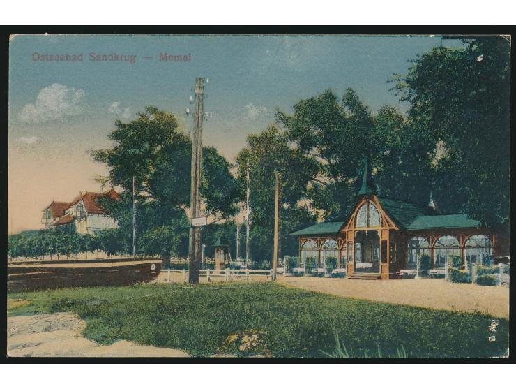 Ansichtskarte Ostseebad Sandkrug - Memel nach Frankreich, geschrieben von einem Angehörigen der französischen Besatzungstrupp
