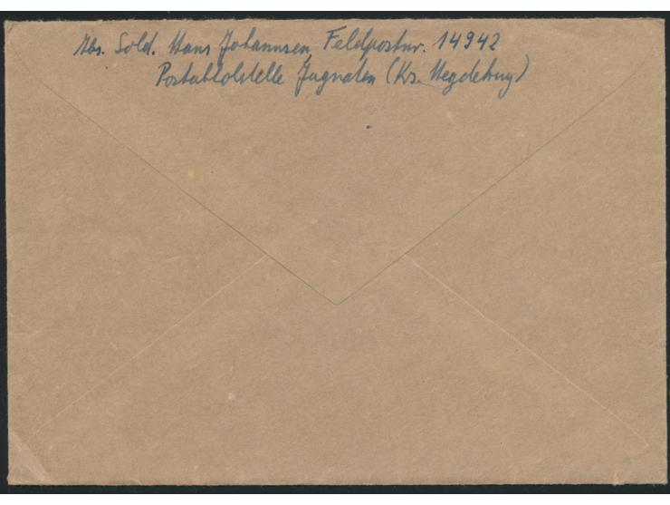 Feldpostbrief mit viol. Datum-Z1 29. Mai 1941 als Aufgabestempel und Briefstempel Dienststelle Feldpostnummer 14942 = Bau-Kol