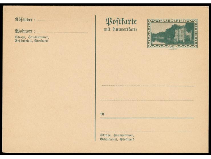 1933, Ganzsachen-Doppelkarte 30 C., ungebraucht, MiPr. 225 
