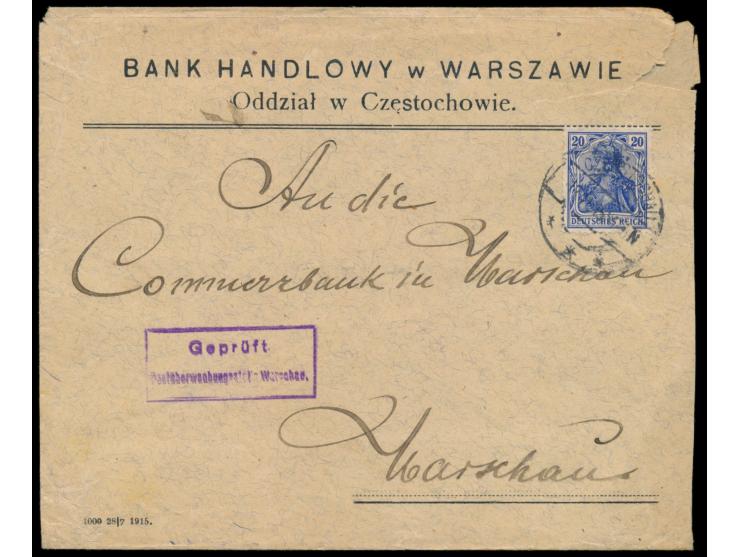 Stadtpost Warschau:  6 auf 5 Gr. mit Stadtpoststempel Nr. 3 (UB b) 15.11.15 rückseitig auf Brief der "Bank Handlowy w Warszaw