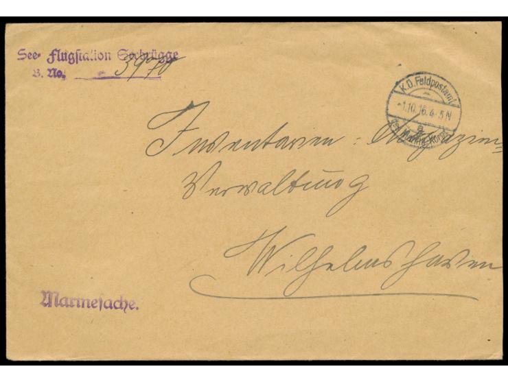 Dienstbrief &quot;Marinesache&quot; mit Stempel &nbsp;K. D. Feldpostamt des Marine-Korps a &nbsp;1.10.16, vorderseitig Absend