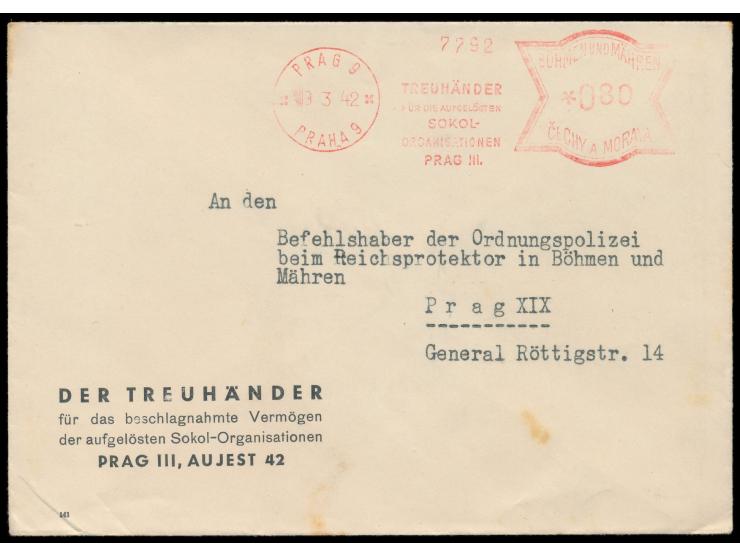 Vordruckbrief Treuhänder für das beschlagnahmte Vermögen der aufgelösten  Sokol-Organisationen  mit entsprechendem Absenderfr