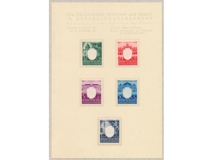 3 Jahre NSDAP im Generalgouvernement,  Geschenkheft  mit Beschriftung, Inhalt 5 Marken, sehr saubere Erhaltung
