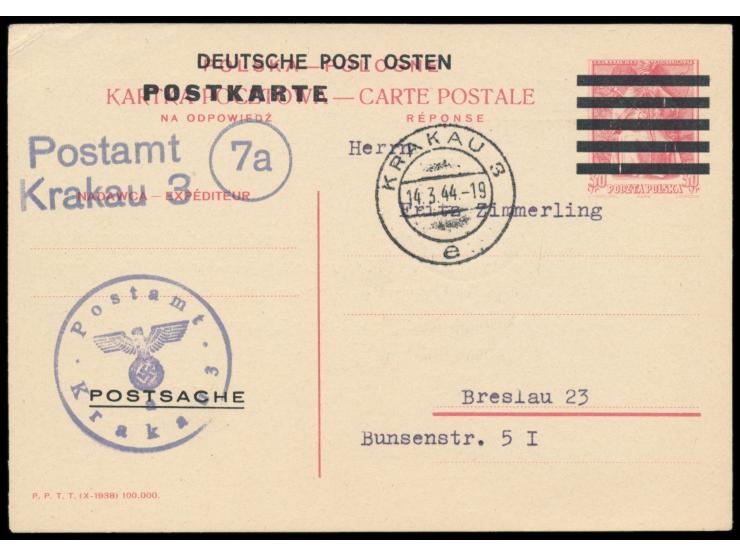 Postsachenkarte:  Polen-Ganzsache 30 Gr. (Antwortteil) mit Überdruck der Versandstelle Krakau, ArGe PSK 6 / XXIII, Stempel  K
