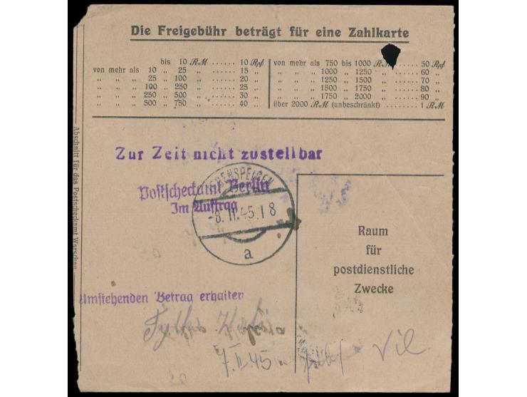 Einzelfrankatur 20 Pf. Hitler auf  Zahlkarte für Postscheckamt Warschau  / Sonderkonto Lohnersparnisse in Warschau, Österreic