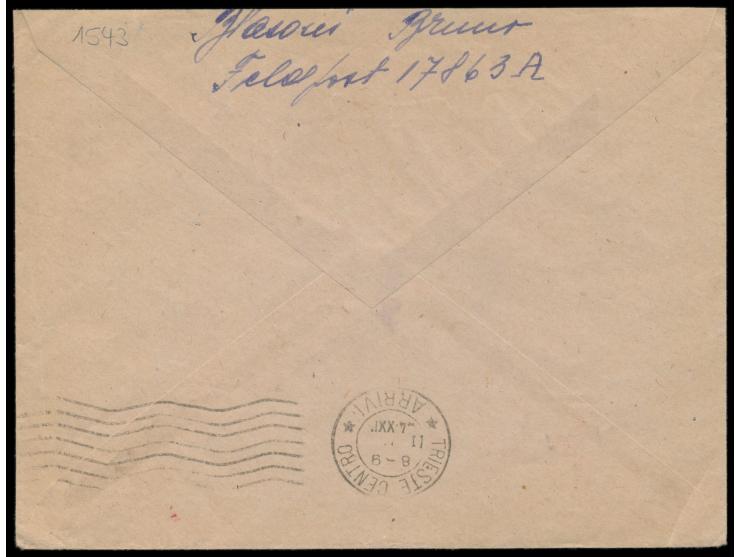 Feldpostbrief  eines Italieners in der Wehrmacht  nach Italien,  Feldpoststempel UB e 21.2.44,   handschriftlicher Absender u