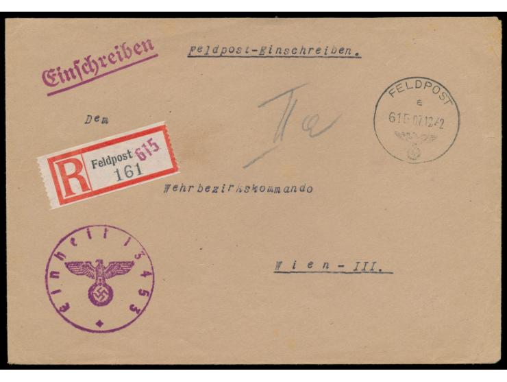 Deutsches Afrikakorps, FPSt mit Kenn-Nr. 615 7.12.42, Feldpostamt 200, 97 Kilometer östlich Nofilia, Dienst-Einschreibbrief n