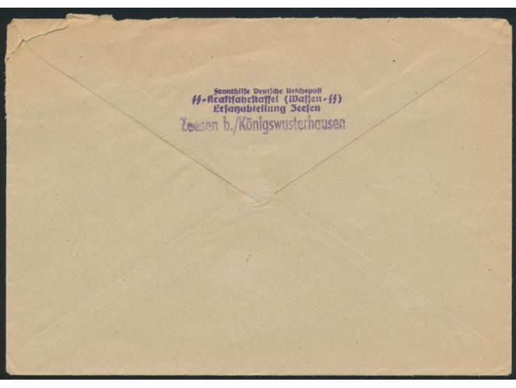 Stempel &nbsp;Zeesen Postschutzschule über Königs Westerhausen &nbsp;4.8.44 auf Brief nach Berlin, vorderseitig Dienstsiegel 