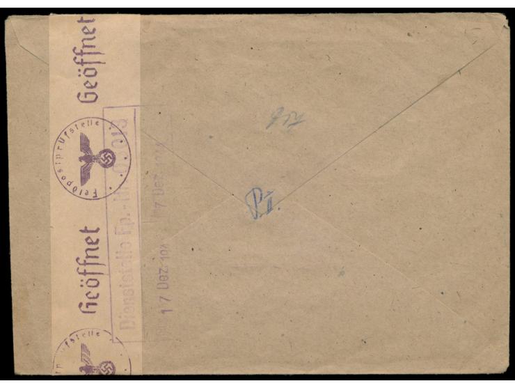 Brief mit FPSt 10.12.44 nach Salzburg, vorderseitig Absender ... FPNr. 12399 B = &nbsp;Stab m. Einheit Sturmgeschütz-Brigade 