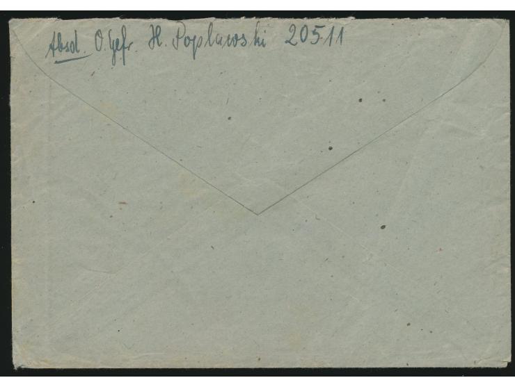 Ostpreußen-Kessel,  Brief mit FPSt UB f 11.2.45 nach Erfurt, handschriftlicher Absender ... FPNr. 20511 =  2. Sanitäts-Kompan