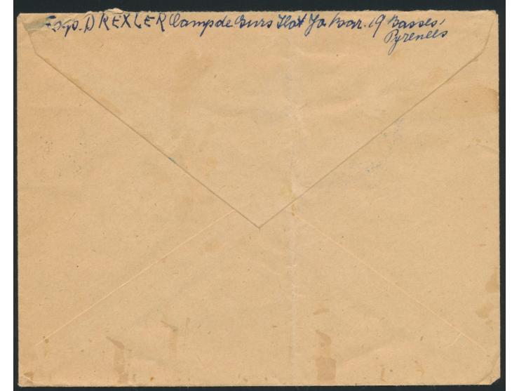 Frankreich 2x 2 F. auf Brief nach Thun in der Schweiz, Stempel Gurs 23.3.42, Absender ist die Mannheimer Krankenschwester  Ma