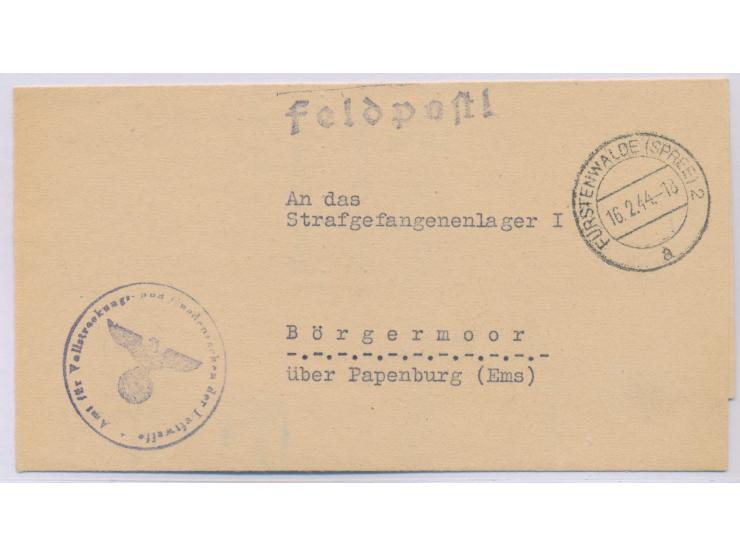 Feldpost-Faltbrief des Amts für Vollstreckungs- u. Gnadensachen d. Luftw. z. Zt. Fürstenwalde mit Dienstsiegel und entspreche