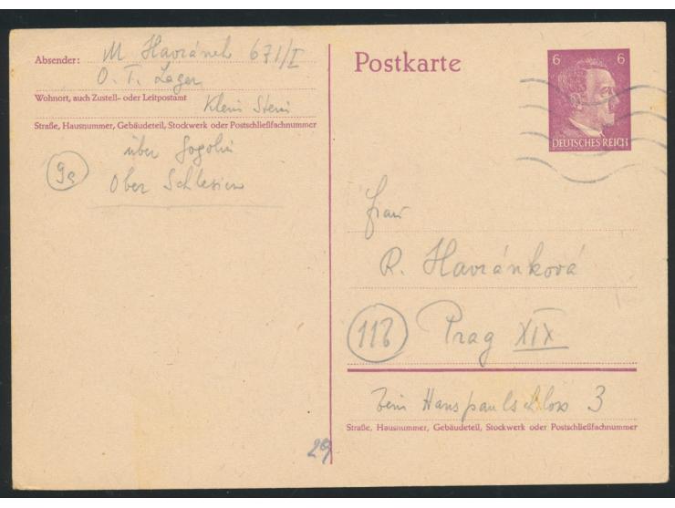 2 Ganzsachen 6 Pfg. Hitler aus dem &nbsp;Konzentrationslager Klein Stein &nbsp;der Organisation Todt für &quot;jüdische Misch