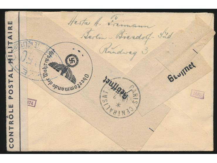 Brief mit Ortswerbestempel &nbsp;Oberkirch (Baden) &nbsp;7.2.40 &nbsp;an einen deutschen Kriegsgefangenen in Frankreich &nbsp