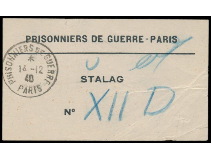 seltener Stempel &nbsp;BPA 19 Frankfurt (Main) / Kriegsgefangenenpost &nbsp;9. Aug. 1941 auf Vorbindezettel &quot;Ortsbriefe&