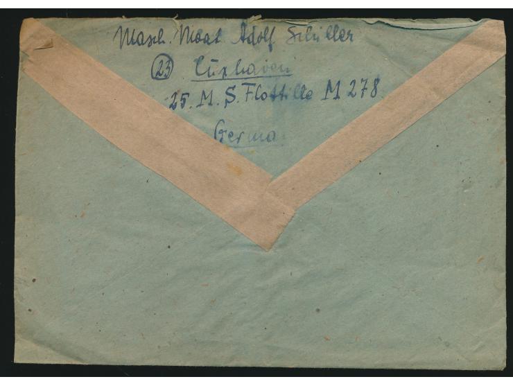 portofreier Brief "Wehrmachtssendung" mit aptiertem Dienstsiegel  "Kriegsmarine / Kommando 2. Minenräumbootsflottille"  und S