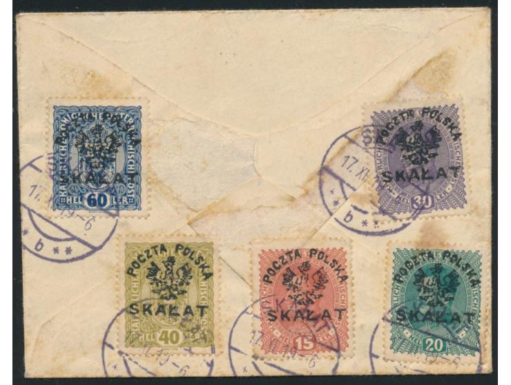 Lokalausgabe Skalat:  Österreich-Marken 3 H. - 20 H. und 30 H., 40 H. und 60 H. mit  Handstempelaufdruck  von Skalat beidseit