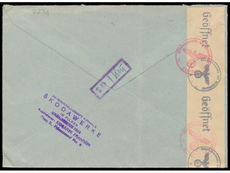 Auslands-Einschreibbrief  der Omnipol Aktiengesellschaft in Prag an die schwedische Omnipol-Tochtergesellschaft in Stockholm,