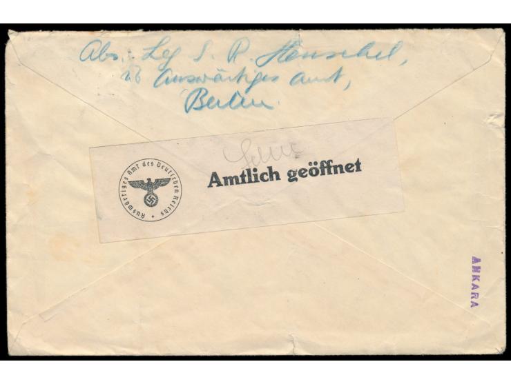 8 Pf. Hitler auf Drucksachen-Umschlag, Maschinenstempel &nbsp;Berlin NW 7 &nbsp;12.1.44, rückseitig Absender &quot;Leg. S. R.