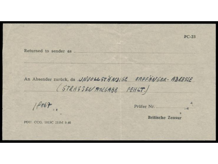 24 Pf. Kontrollrat auf Brief mit Stempel  Aken (Elbe)  24.5.47, britische Zensur 3306 der Zensurstelle Bonn, Anschrift mit Ze