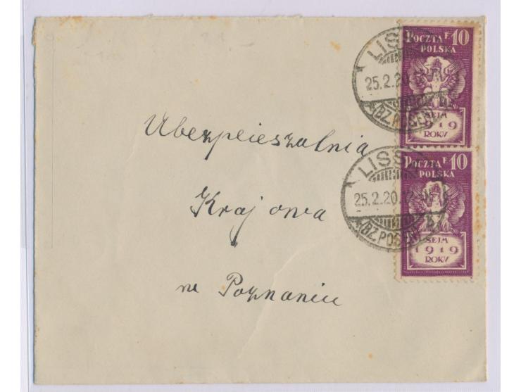 Abtretungsgebiet der Preußischen Provinz Posen: &nbsp;2 x &nbsp;10 f. Sejm &nbsp;(gering fleckig) auf &nbsp;Brief mit deutsch