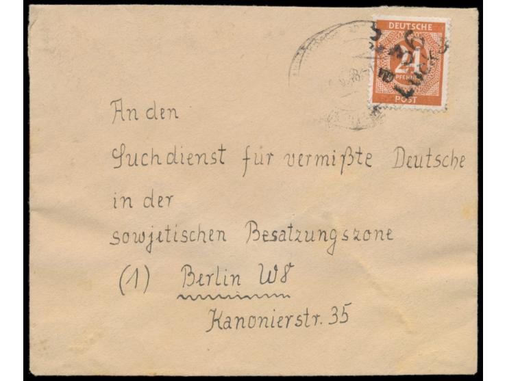 Bezirkshandstempel  a 36 Luckau  auf  24 Pf. Ziffer  (aus Markenheftchen) auf Brief mit Stempel  (2) Drahnsdorf (Nd Lausitz) 