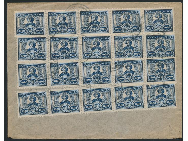20 x  1.000 M. Kopernikus  rückseitig auf Auslandsbrief nach Berlin, Stempel  Starogard (Pomorze)  9.11.23, portorichtig, Bed