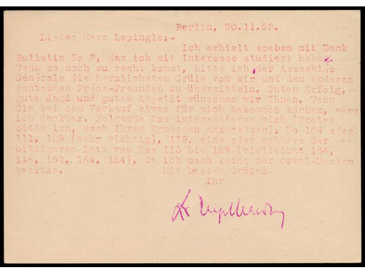 Sonderganzsache Maifeier 1952 20 Pf.  mit Stempel  Berlin SW 47  20.11.52 nach Belgien, Bedarf, MiPr. 300 
