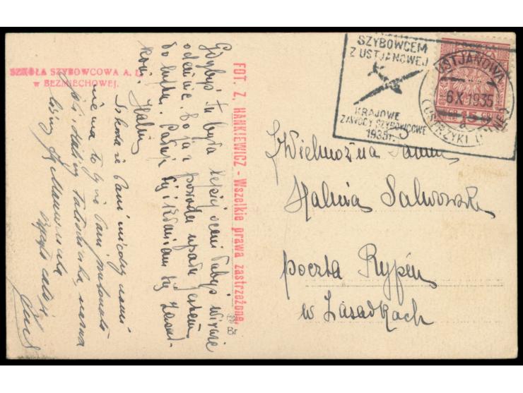 Sonderstempel &nbsp;Ustjanowa &nbsp;&nbsp;III. Nationale Segelflug-Wettbewerbe &nbsp;6.10.35 auf Foto-Ansichtskarte von der V