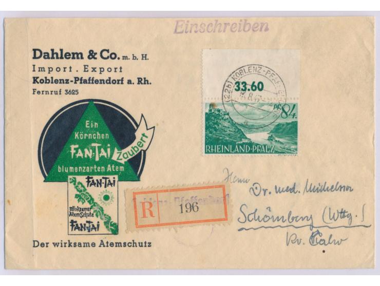 dekorativer Vordruckbrief der Firma &quot;Dahlem &amp; Co.&quot; mit &nbsp;unzulässiger Werbung &nbsp;&quot;Fan-Tai Atemschut