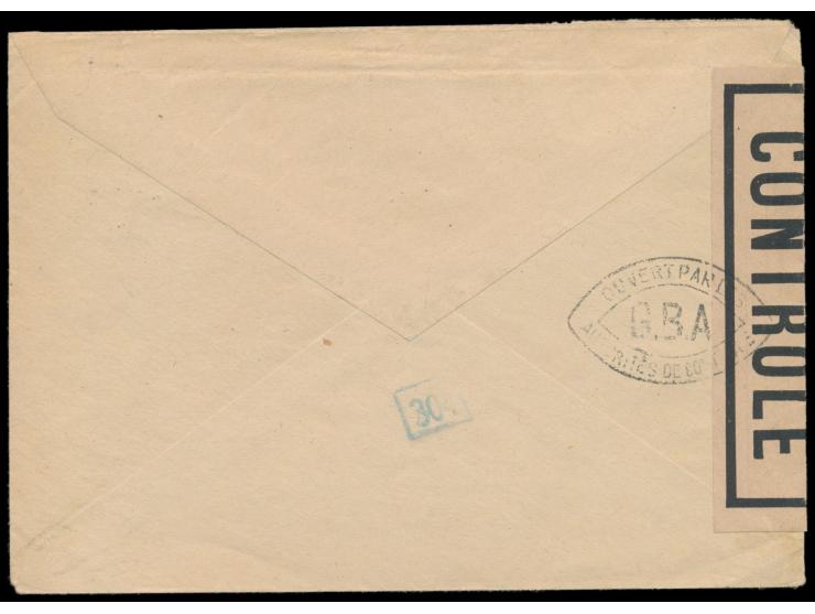 Zensurstelle Baden-Baden,  Auslandsbrief mit Allgemeine Ausgabe 15 Pf. und 3 x 20 Pf. in die Schweiz, Stempel Baden-Baden 1 2