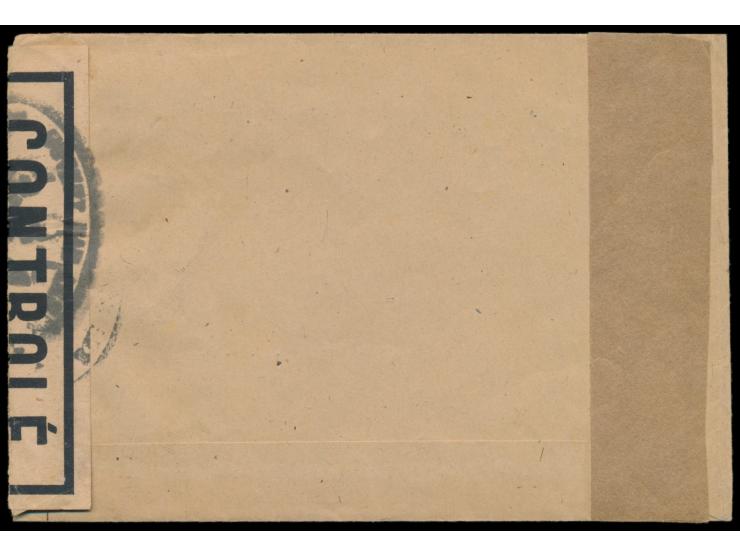 Zensurstelle Worms,  Auslandsbrief nach USA, Frankatur Allgemeine Ausgabe 15 Pf. und 2 x 15 Pf., Stempel Mainz 30.11.46, rech