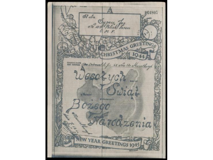 Airgraph-Mitteilung  "Christmas Greetings 1944 - New Years Greetings 1945" aus Musselburgh an einen Angehörigen der Polnische
