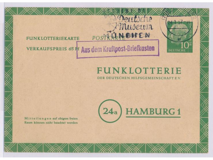 Funklotterie-Postkarte aus Elliehausen mit violettem R1  Aus dem Kraftpost-Briefkasten  und Maschinenstempel  Göttingen 2  24