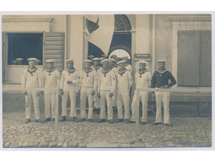 1913, Foto (auf Karton) von  Matrosen des Landungsdetachement von S.M.S. Breslau in Skutari,  Postkartenformat (ohne Anschrif