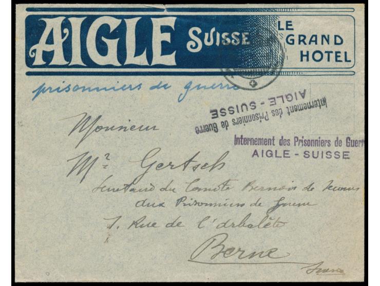 Vordruckbrief  Aigle Le Grand Hotel,  Z2 Internement des Prisonniers de Guerre Aigle - Suisse, Stempel  22.5.16, Bedarf nach 