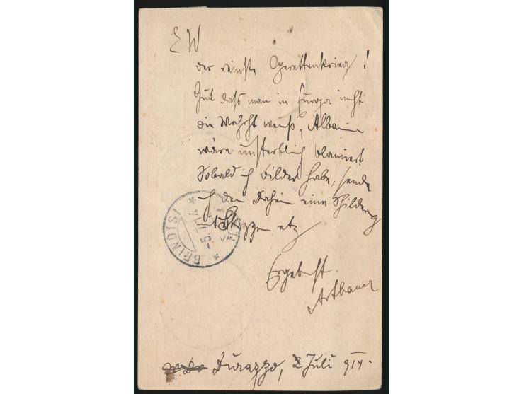 Ganzsache 10 Q. Skanderbeg mit Zusatzfrankatur 20 Pa. auf 10 Q. und 1 Gr. auf 25 Q. als  Einschreiben  nach Deutschland, blau