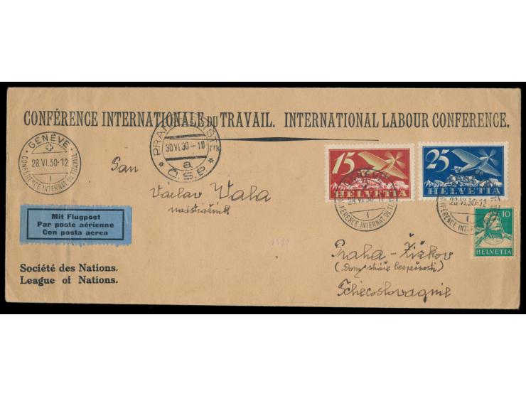 langformatiger Vordruckumschlag (22,5 x 9,5 cm) &quot;Conference International du Travail ... Société des Nations ...&quot; a