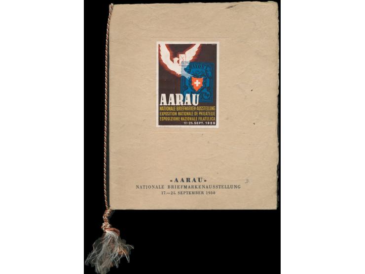Nationale Briefmarkenausstellung Aarau 1938: &nbsp;Geschenkheft mit Umschlag aus Faserpapier, überreicht durch das Organisati