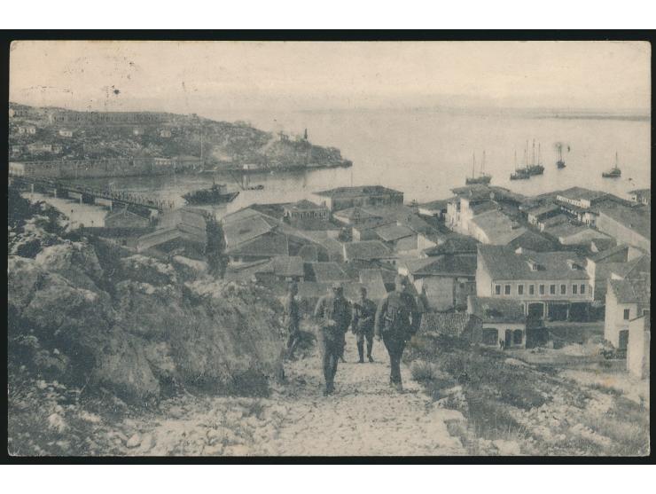 Italienische Besetzung,  Italien 10 C. Leoni mit Stempel  Posta Militare 116  26.12.18 auf Ansichtskarte  Skutari / Shkodra  