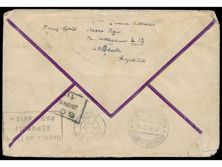 Internationale Brigaden, &nbsp;frankierter Luftpostbrief eines tschechischen Freiwilligen in die Tschechoslowakei, Absender &