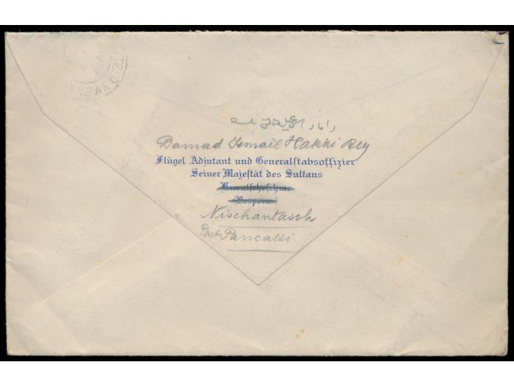 Italien  5 C. und 20 C. auf Brief über das Britische Feldpostamt in Konstantinopel nach Deutschland, Stempel  Army Post Offic