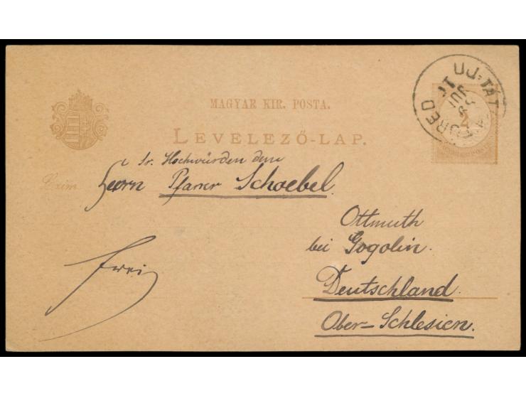 Ganzsache  2 Kr. mit rückseitigem Bildzudruck  Hotel Kohlbach "zur Rosahütte" in der Tatra ...,  Stempel Uj-Tatra Füred 16.7.