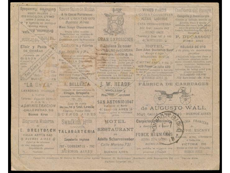 3 C. und 5 C. auf  Anzeigenumschlag  mit rückseitig 17 verschiedenen Firmen und vorderseitigem Absenderzudruck "Hotel Zum Alt