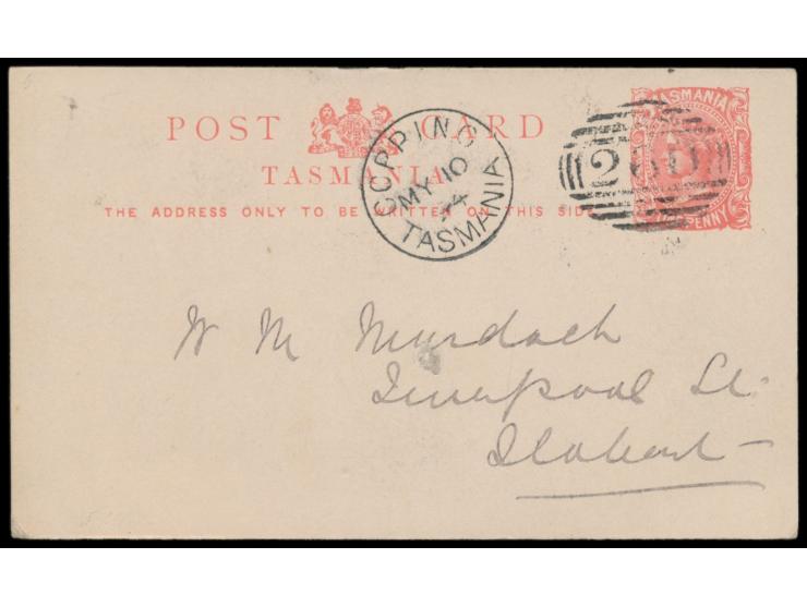 Tasmanien, &nbsp;Sonderganzsache &nbsp;International Exhibition 1894 &nbsp;1 d. mit Nummernstempel 260 und Stempel &nbsp;Copp