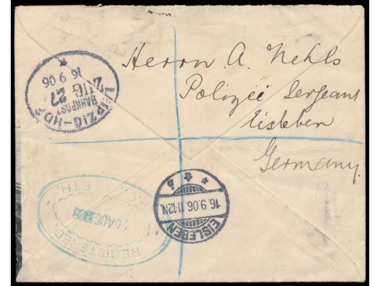 Westaustralien, &nbsp;1/2 d und 5 d. auf dekorativem &nbsp;Bildumschlag &nbsp;&quot;Fremantle Quay&quot; als Einschreiben nac