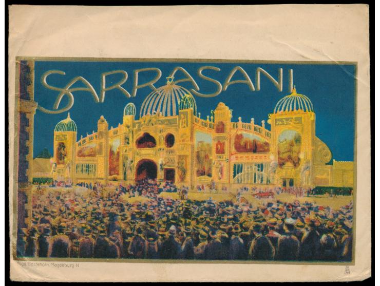 2 x 400 Reis auf beidseitig mehrfarbig bedrucktem Reklameumschlag  Zirkus Sarrasani  nach Deutschland, Stempel Rio 21.7.1925

