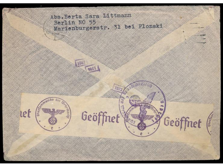Deutsches Reich, Luftpostbrief mit Hindenburg-Frankatur 175 Pf. nach Buenos Aires, Stempel Berlin NO 55 2.12.40, Absender mit
